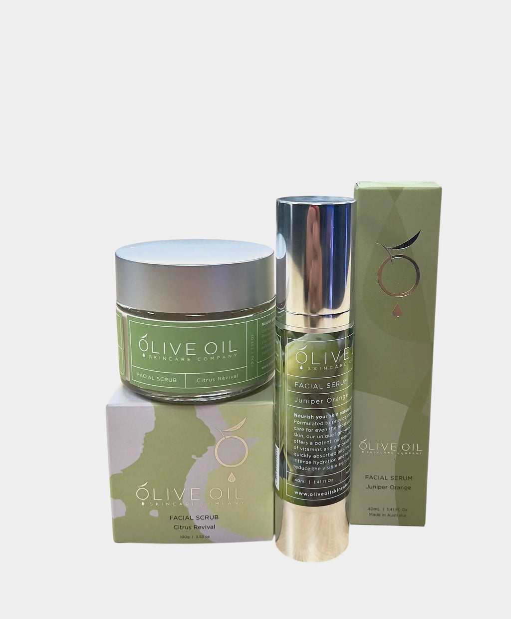 Face Care Bundle- Facial Scrub 100g and Facial Serum 40ml Oliveoil Skincare Group