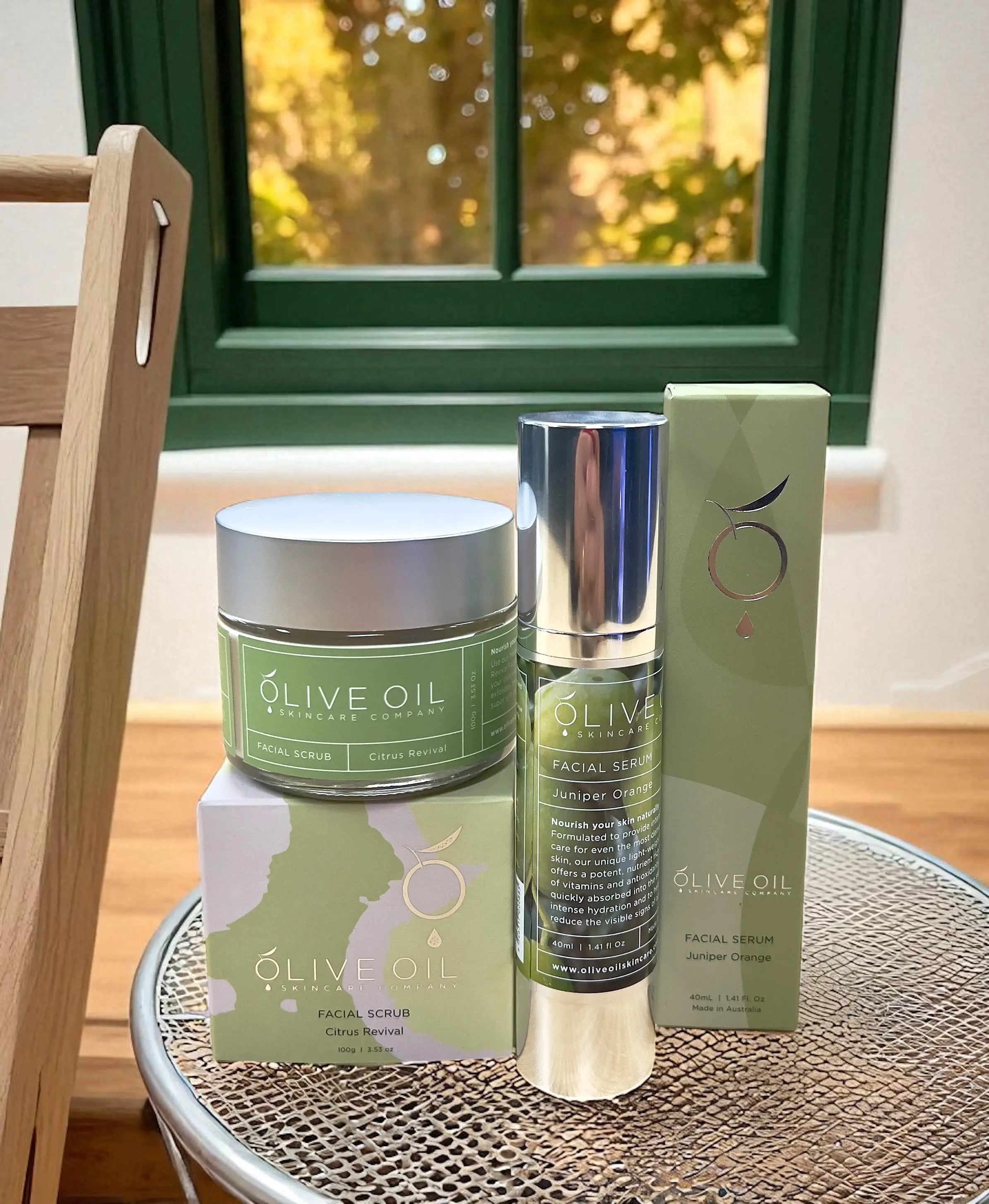 Face Care Bundle- Facial Scrub 100g and Facial Serum 40ml Oliveoil Skincare Group