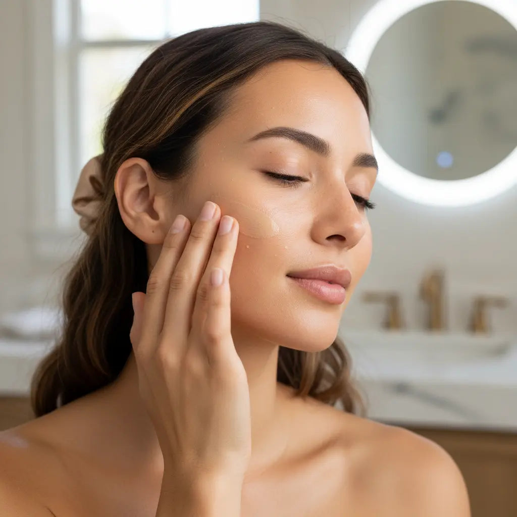 Application de la crème teintée