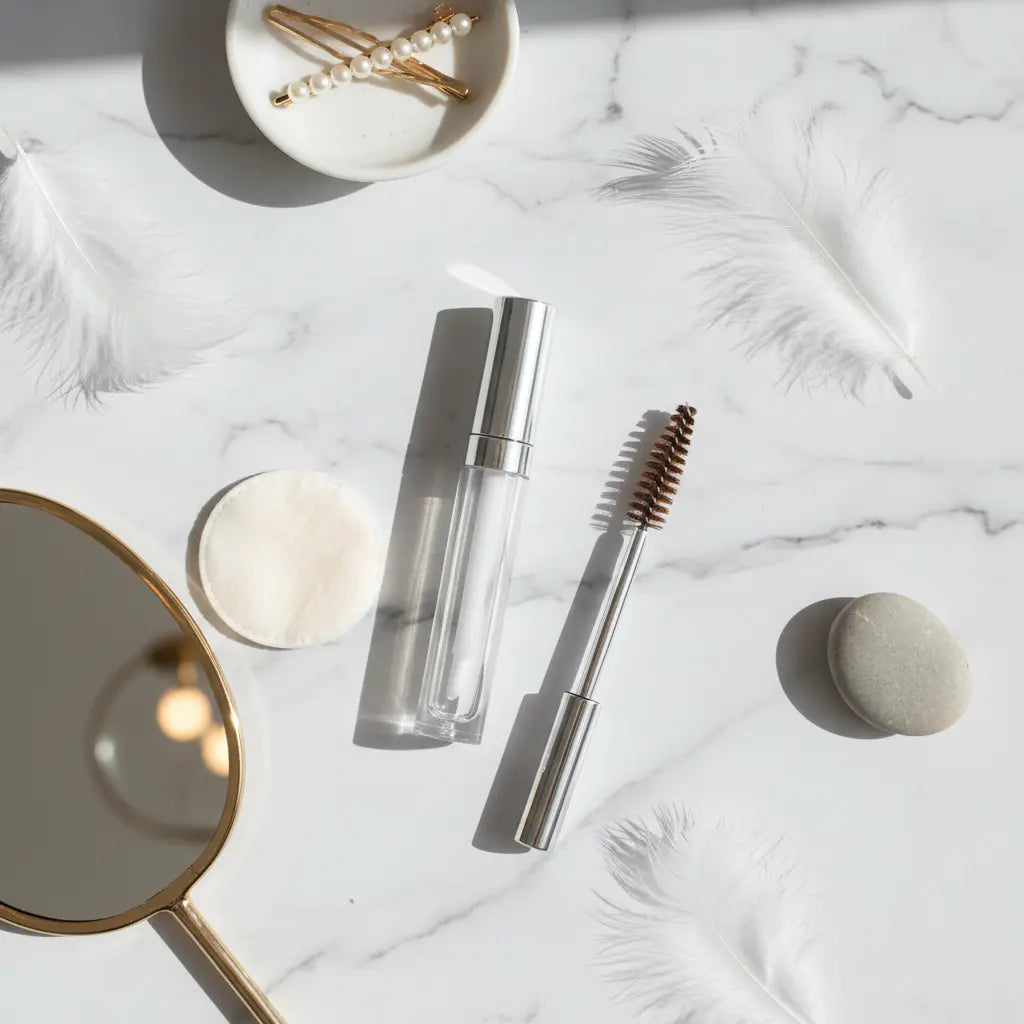 Composition beauté avec gel à sourcils