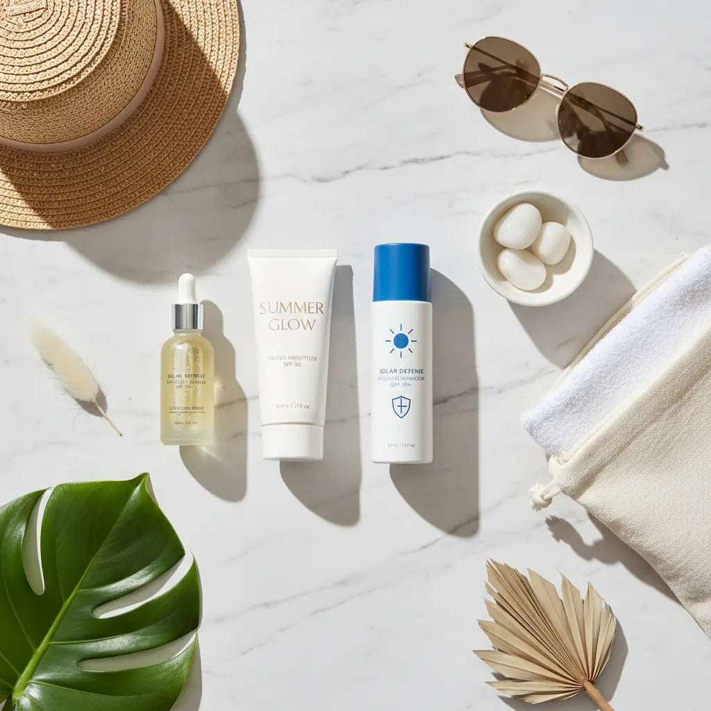 Composition skincare avec crème teintée